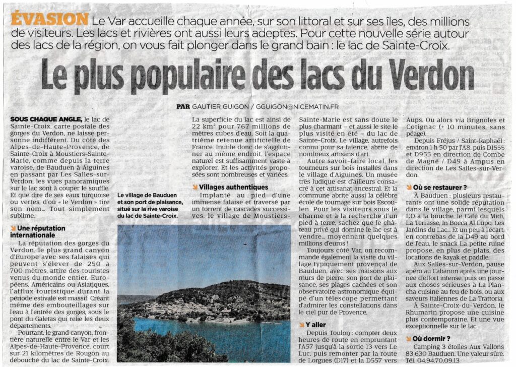 le campinf Aux vallons dans la presse locale